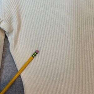 Elegant Cream Ribbed Women's Sweater